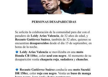 FAMILIARES DE PAREJA QUE SE ENCUENTRA DESAPARECIDA EN PUERTO RICO, CAQUETÁ, NO HAN COLOCADO LA DENUNCIA FORMAL: POLICÍA.